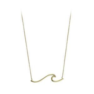 14K Solid Gold East to West Plain Wave Necklace